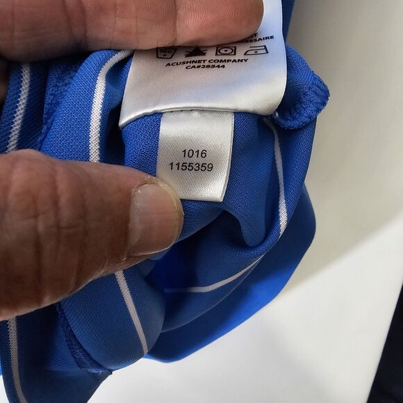 Mens Footjoy XL Polo Golf Shirt Blue Striped MN on Sleeve - Picture 5 of 6